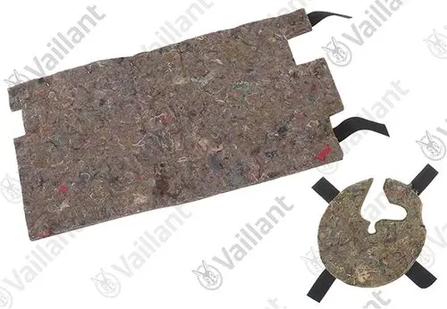Vaillant Isolierungsteile aus Faserstoff, bestehend aus einer größeren und einer kleineren Einlage, zur Kompressor-Isolierung.